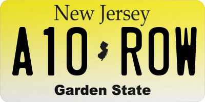 NJ license plate A10ROW