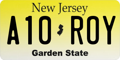 NJ license plate A10ROY