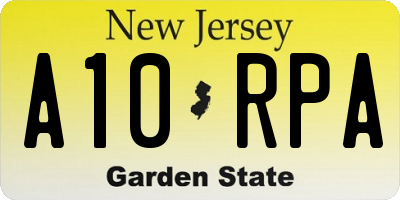 NJ license plate A10RPA