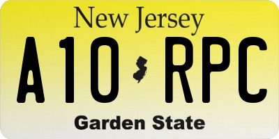 NJ license plate A10RPC