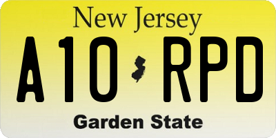 NJ license plate A10RPD