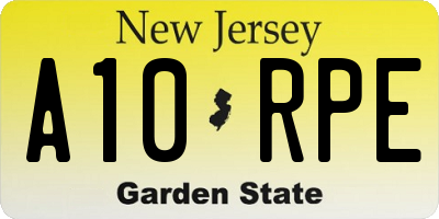 NJ license plate A10RPE