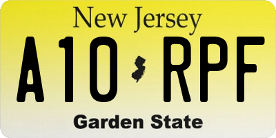 NJ license plate A10RPF