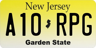 NJ license plate A10RPG
