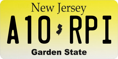NJ license plate A10RPI