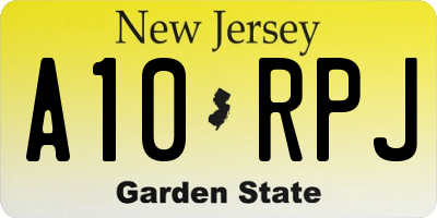 NJ license plate A10RPJ