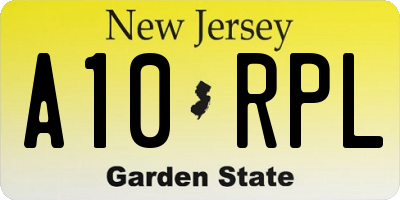 NJ license plate A10RPL
