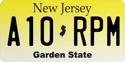 NJ license plate A10RPM