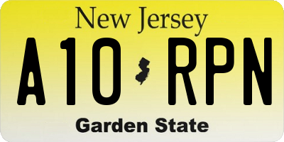 NJ license plate A10RPN