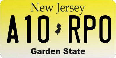 NJ license plate A10RPO