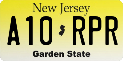 NJ license plate A10RPR