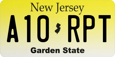 NJ license plate A10RPT