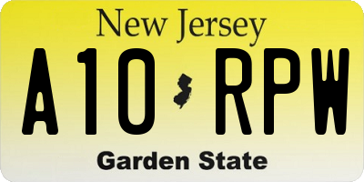 NJ license plate A10RPW