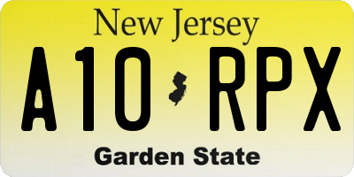 NJ license plate A10RPX