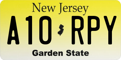 NJ license plate A10RPY