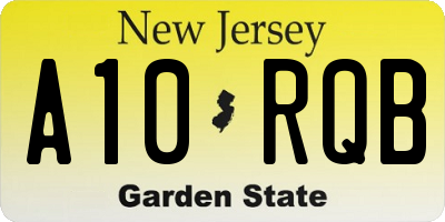 NJ license plate A10RQB