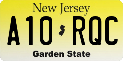 NJ license plate A10RQC