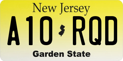NJ license plate A10RQD
