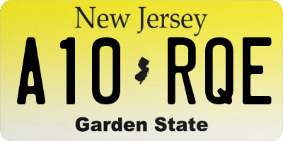 NJ license plate A10RQE