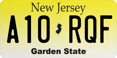 NJ license plate A10RQF