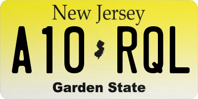 NJ license plate A10RQL