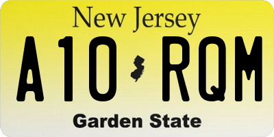 NJ license plate A10RQM