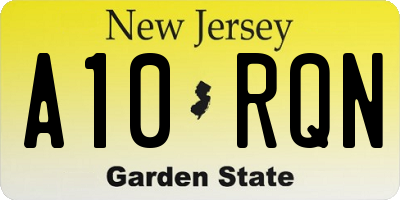 NJ license plate A10RQN