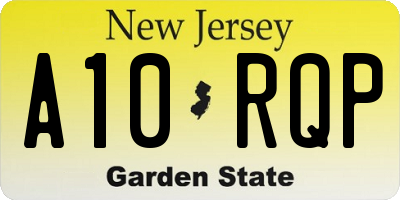 NJ license plate A10RQP