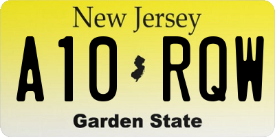 NJ license plate A10RQW