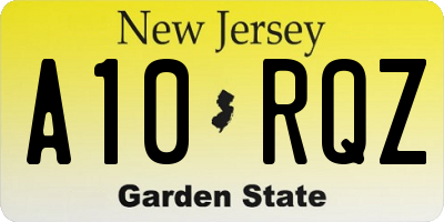 NJ license plate A10RQZ