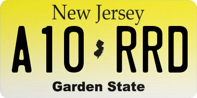 NJ license plate A10RRD