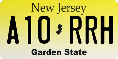 NJ license plate A10RRH