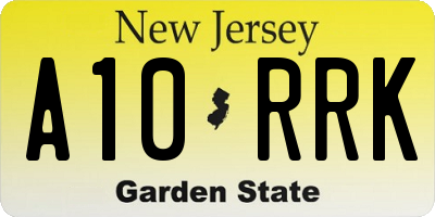 NJ license plate A10RRK