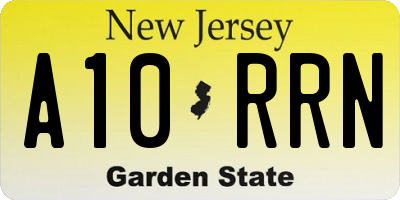 NJ license plate A10RRN