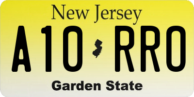 NJ license plate A10RRO