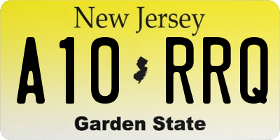 NJ license plate A10RRQ