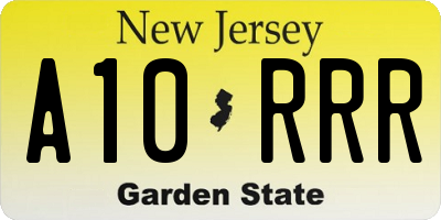 NJ license plate A10RRR