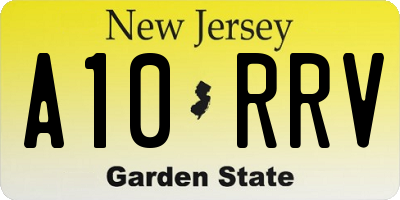 NJ license plate A10RRV