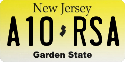 NJ license plate A10RSA