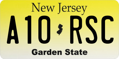 NJ license plate A10RSC