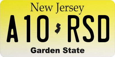 NJ license plate A10RSD