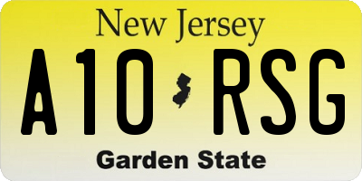 NJ license plate A10RSG