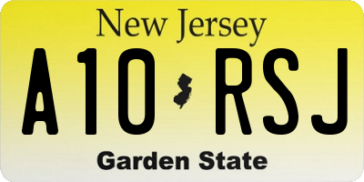 NJ license plate A10RSJ