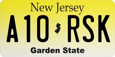 NJ license plate A10RSK