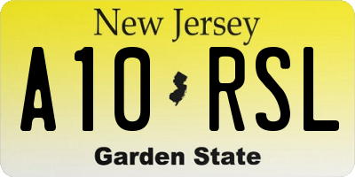 NJ license plate A10RSL