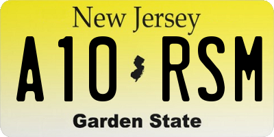 NJ license plate A10RSM