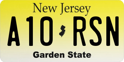 NJ license plate A10RSN