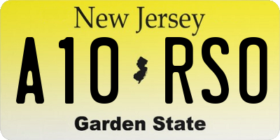 NJ license plate A10RSO