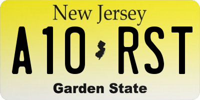NJ license plate A10RST