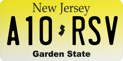 NJ license plate A10RSV